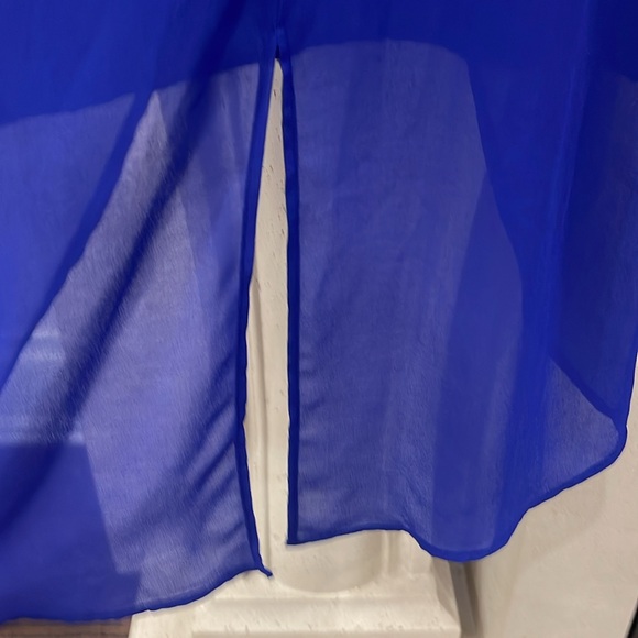 Royal Blue high low criss cross tank blouse. One size small/medium. Worn once. - Picture 6 of 8